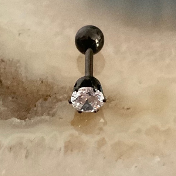 Gunmetal barbell earring cartilage tragus helix nose ring stud conch NEW - Picture 3 of 12